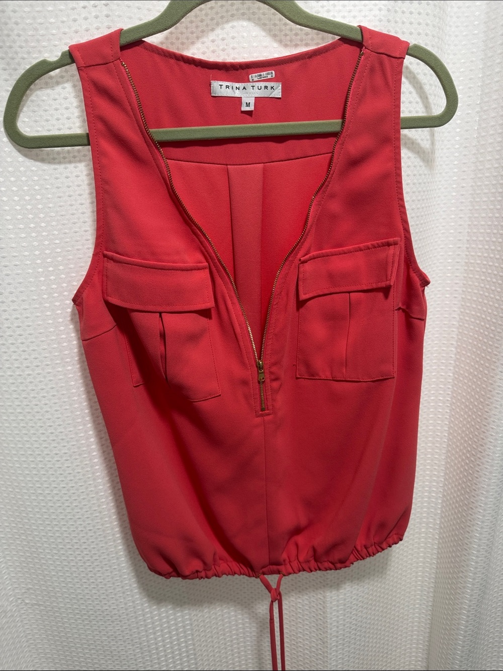 Trina Turk Coral-Red Zip Front Utility Tank